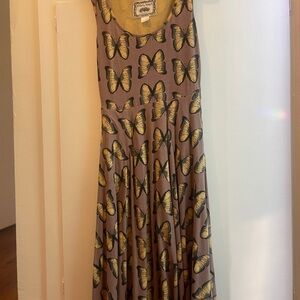 Effie's Heart Brown Maxi Dress with Yellow Butterfly Print